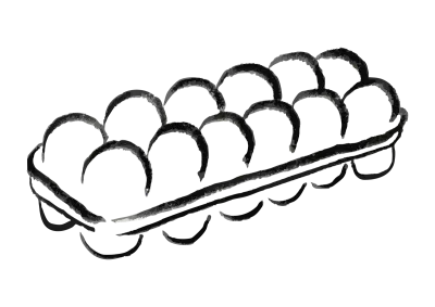 卵10個入りパックの手描きシンプル線画イラスト