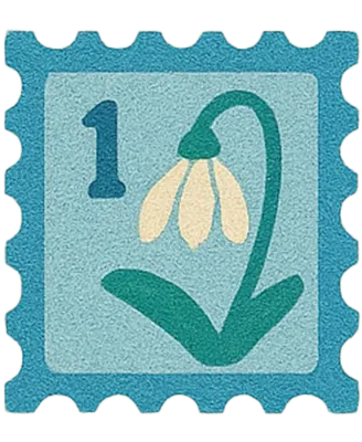 귀여운 꽃 우표 스티커