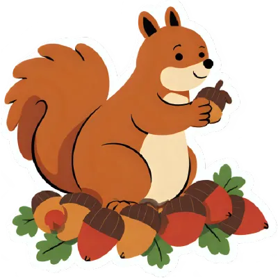 도토리와 다람쥐 acorn and squirrel