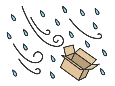 暴風で飛ばされる段ボールのイラスト