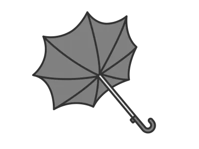 強風で裏返ってしまった傘のイラスト