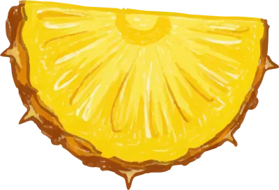 パイナップルの断面カット水彩風イラスト