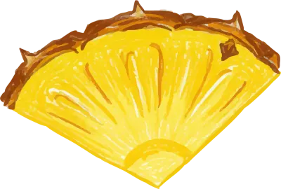 パイナップルの断面カット水彩風イラスト