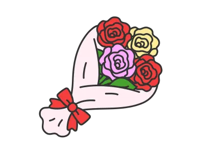 敬老の日のプレゼント用のバラの花束のイラスト