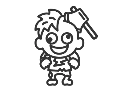 斧が刺さったゾンビのキャラクターのアイコンのイラスト