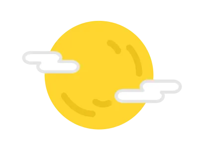 お月見の満月と雲のアイコンのイラスト