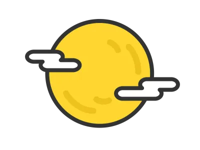 お月見の満月と雲のアイコンのイラスト