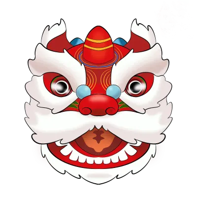 Chinese Lion Dance Mask Illustration