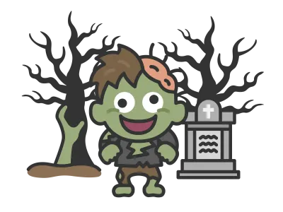 墓地にいるゾンビのキャラクター