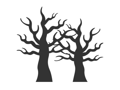 不気味な木のシルエットのイラスト