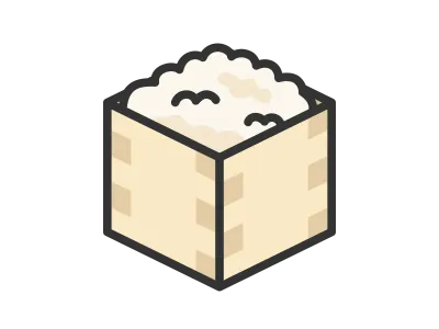 桐箱に入ったお米のアイコンのイラスト