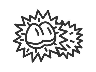 殻に包まれた栗のアイコンのイラスト