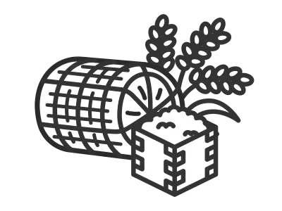 米俵と稲と米のアイコンのイラスト