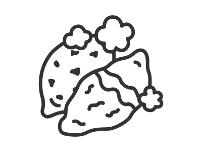 ホカホカの銀紙に包まれた焼き芋のアイコンのイラスト