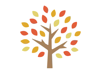 秋の紅葉した木のアイコンのイラスト