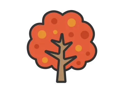 シンプルな紅葉した木のアイコンのイラスト