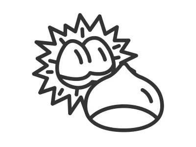 栗の殻と栗のアイコンのイラスト