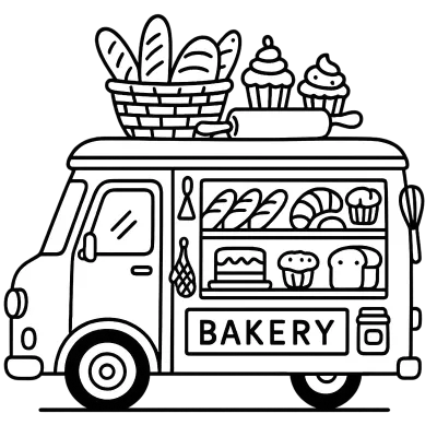 Bakery Truck Line Art