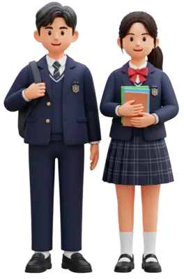 남학생 여학생 교복 3D 캐릭터