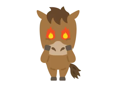 やる気を出した目が炎の馬のキャラクターのイラスト