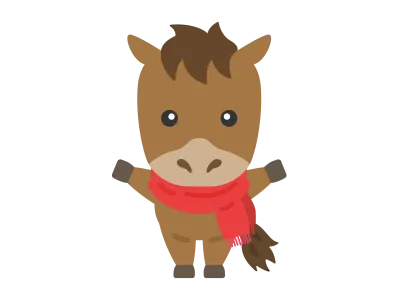 マフラーを巻いた馬のキャラクターのイラスト