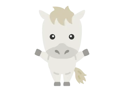 白馬のキャラクターのイラスト