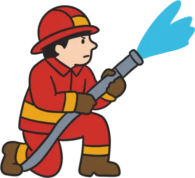 불을 끄는 소방관 일러스트