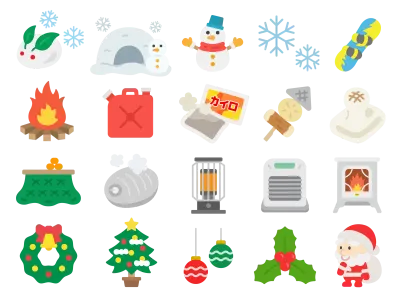 冬シーズンのアイコンのイラストセット