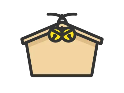 神社の絵馬のアイコンのイラスト