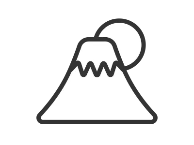 富士山と初日の出のアイコンのイラスト