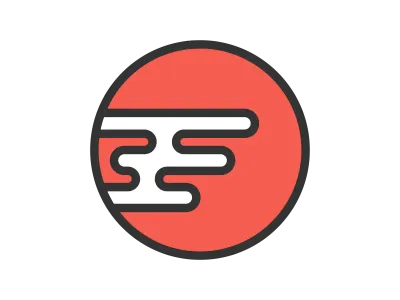 和風の太陽と雲のアイコンのイラスト