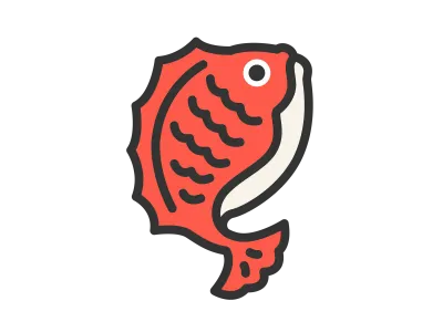 跳ねている鯛のアイコンのイラスト