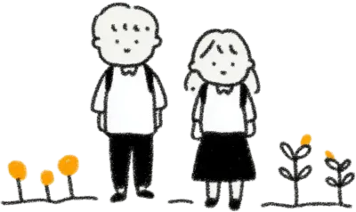 귀여운 남학생과 여학생