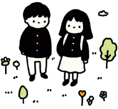 귀여운 남학생과 여학생