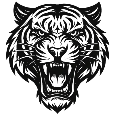 Ferocious Tribal Tiger Head Silhouette Illustration