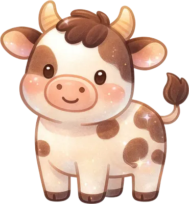 귀엽고 동글한 젖소 캐릭터 일러스트