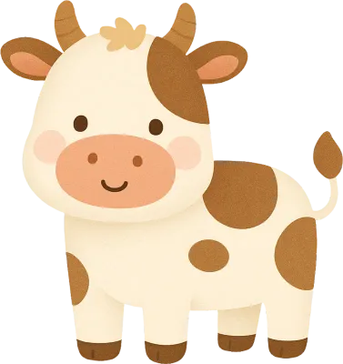 귀엽고 동글한 젖소 캐릭터 일러스트