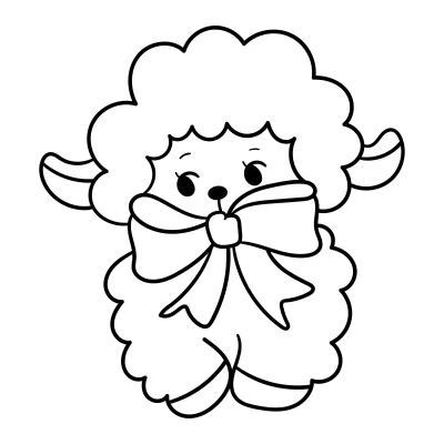 Cut Sheep outline happy easter kawaii coloring book