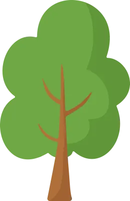 Cartoon tree with green foliage