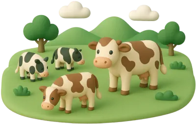 젖소 동물 농장 목장 그림 이미지 3d