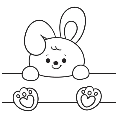 Frame bunny easter outline kawaii coloring book