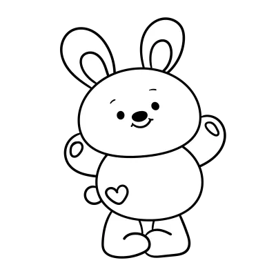 Boy bunny easter outline happy holiday kawaii coloring book