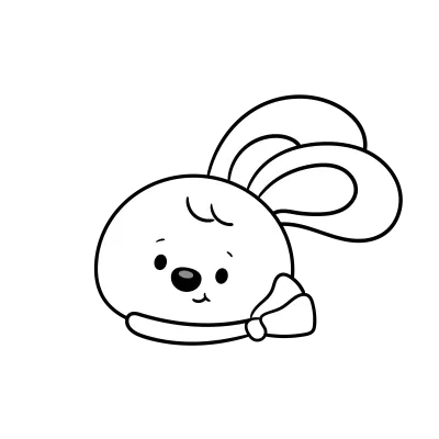 Easter bunny face outline kawaii coloring book