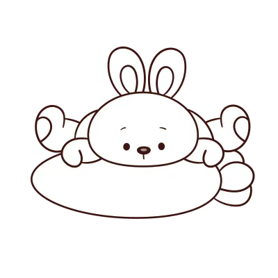 Cute Easter bunny rabbit outline lying on carrot kawaii coloring