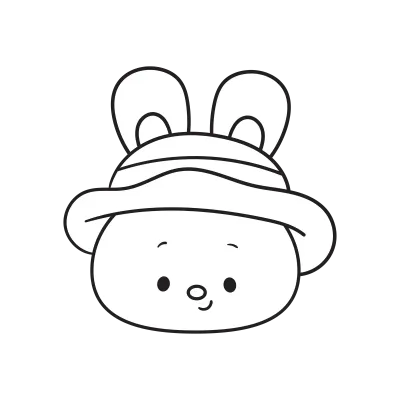 Bunny rabbit face outline wear farm hat kawaii coloring book