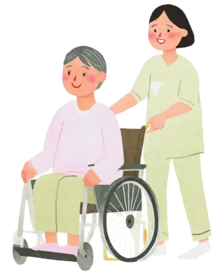 따뜻한 스타일의 시니어 케어 일러스트