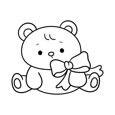 Baby teddy bear outline Valentine kawaii coloring book