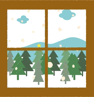 눈내리는 창문풍경