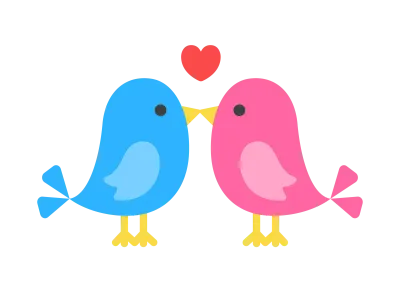 キスをする小鳥のアイコンのイラスト