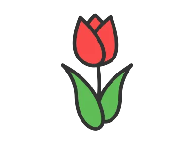 赤色のチューリップの花のアイコンのイラスト
